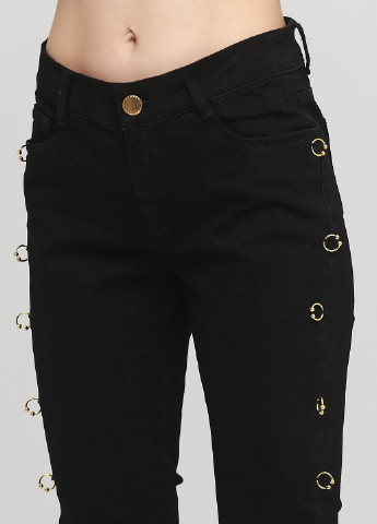 Джинси Heine вкорочені, завужені однотонні чорні джинсові бавовна