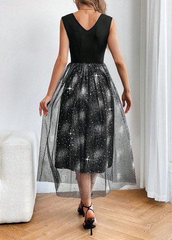 Чорна вечірня сукня SHEIN однотонна