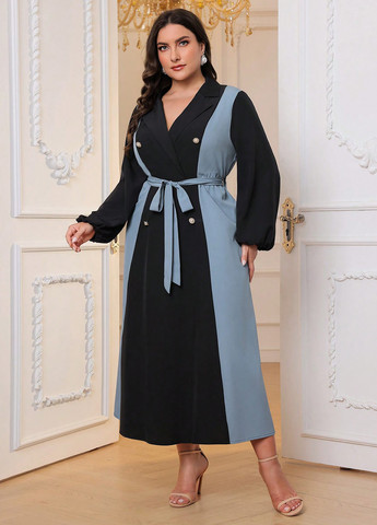 Комбинированное кэжуал платье платье-жакет SHEIN колор блок