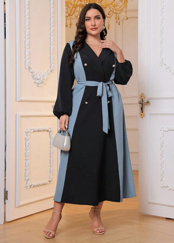 Комбинированное кэжуал платье платье-жакет SHEIN колор блок