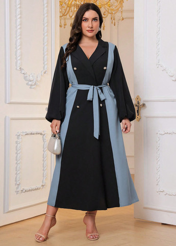 Комбинированное кэжуал платье платье-жакет SHEIN колор блок