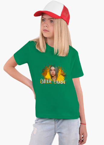 Зелена демісезонна футболка дитяча біллі айлиш (billie eilish) (9224-1215) MobiPrint
