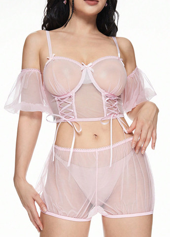 Рожевий демісезонний комплект (бюстгальтер, трусики) SHEIN