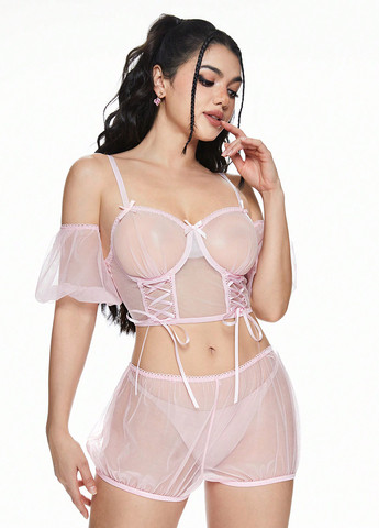 Рожевий демісезонний комплект (бюстгальтер, трусики) SHEIN