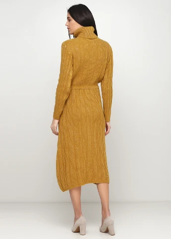 Гірчична кежуал сукня Dins Tricot однотонна