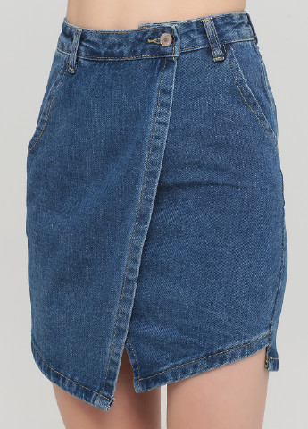 Синяя джинсовая однотонная юбка No Brand