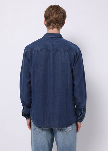 Синяя кэжуал рубашка однотонная Colin's