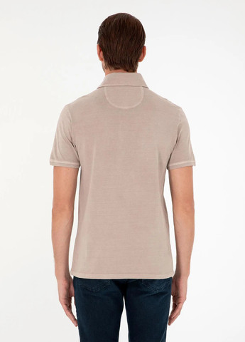 Темно-бежевая футболка-поло для мужчин Pierre Cardin с логотипом