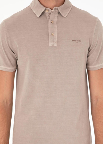 Темно-бежевая футболка-поло для мужчин Pierre Cardin с логотипом