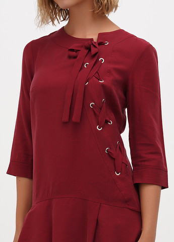 Бордова кежуал сукня кльош Sassofono однотонна