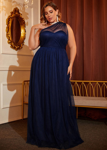 Темно-синя вечірня, святковий сукня на одне плече SHEIN однотонна