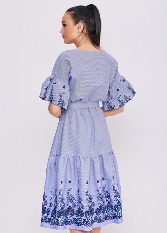 Блакитна кежуал сукня кльош ST-Seventeen в смужку