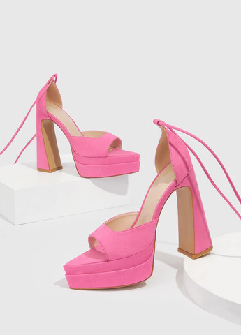 Розовые босоножки SHEIN на завязках со шнуровкой