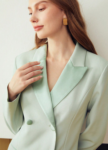 Мятное кэжуал платье платье-жакет SHEIN однотонное