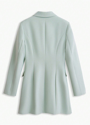 Мятное кэжуал платье платье-жакет SHEIN однотонное