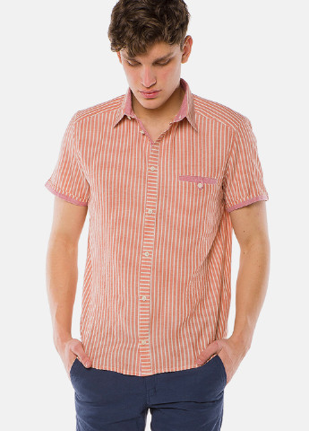 Оранжевая кэжуал рубашка с геометрическим узором MR 520 с коротким рукавом