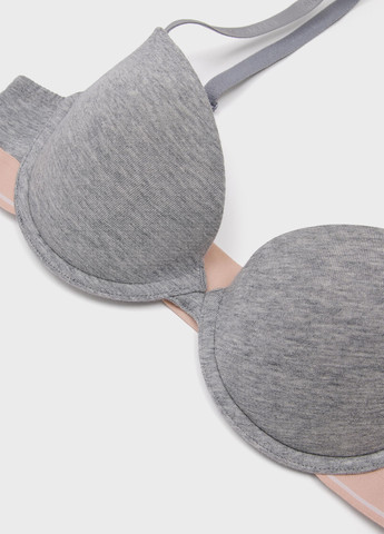 Серый балконет бюстгальтер Emporio Armani с косточками хлопок