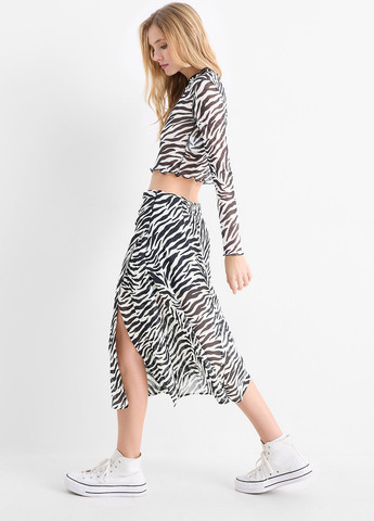 Черно-белая кэжуал зебра юбка C&A на запах