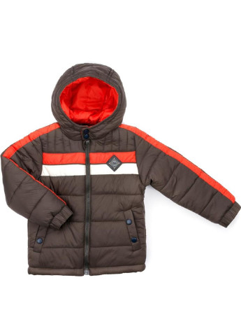 Коричневая зимняя куртка с оранжевой полосой (2663-104b-brown) Verscon