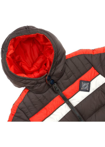 Коричнева зимня куртка з помаранчевою смугою (2663-104b-brown) Verscon