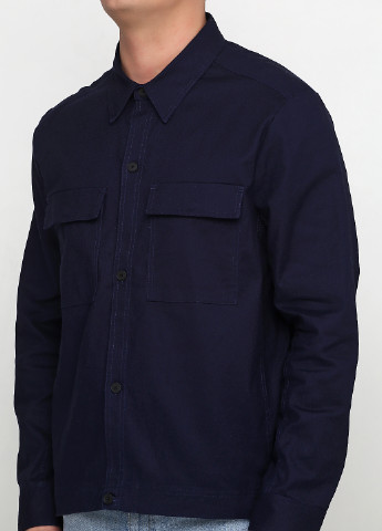 Темно-синяя джинсовая рубашка однотонная H&M