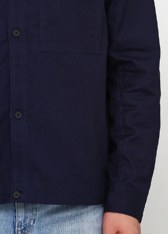 Сорочка H&M однотонна темно-синя джинсова бавовна