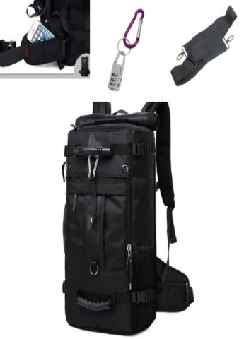 Дорожный туристический рюкзак сумка с длинной ручкой и навесным кодовым замком с чехлом от дождя 32х17х54 см (41596-Т) Черный Francesco Marconi (236006164)