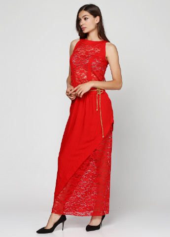 Красное вечернее платье Anastasia с цветочным принтом