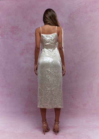 Серебристое праздничный, вечернее платье а-силуэт, на запах SHEIN однотонное