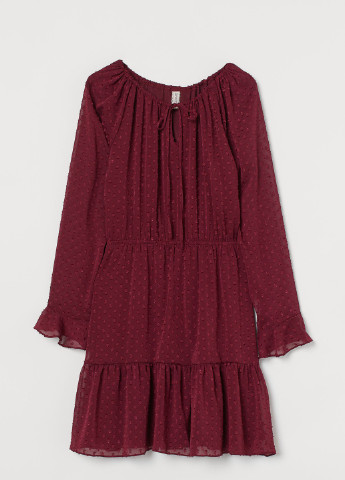 Бордовое кэжуал платье H&M в горошек