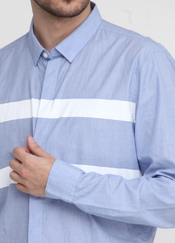 Голубой кэжуал рубашка в полоску Casual Friday с длинным рукавом