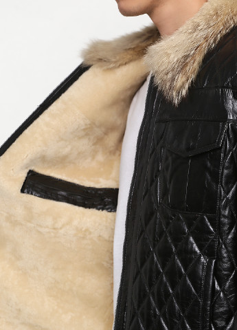 Черная зимняя куртка кожаная MADDOX
