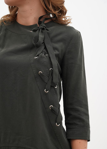 Оливковое (хаки) кэжуал платье клеш Sassofono однотонное