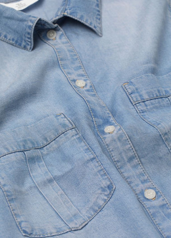 Темно-голубой джинсовая рубашка однотонная H&M