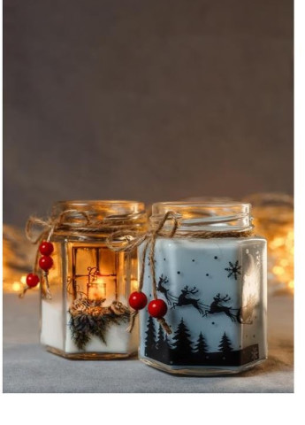 Новогодняя подарочная handmade свеча "Сани" голубая 38-40 часов горения BeautlyMaysternya (255288270)