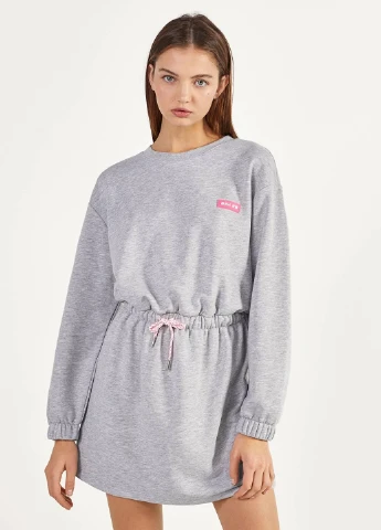 Світло-сіра кежуал сукня Bershka меланжева