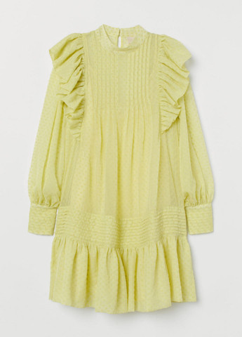Светло-желтое кэжуал платье а-силуэт H&M однотонное