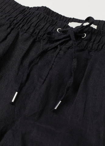 Штани H&M джогери однотонні чорні кежуали льон