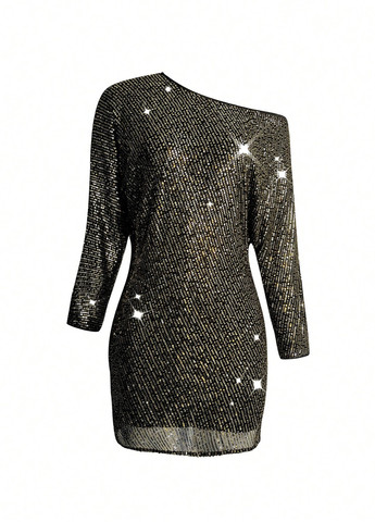 Комбінована коктейльна сукня SHEIN однотонна