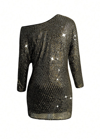 Комбінована коктейльна сукня SHEIN однотонна