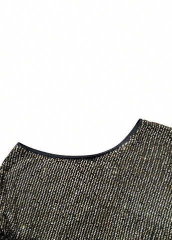 Комбінована коктейльна сукня SHEIN однотонна