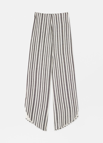 Черно-белые кэжуал летние палаццо, укороченные брюки Pull&Bear