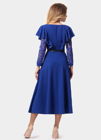 Синее коктейльное платье клеш Lada Lucci однотонное