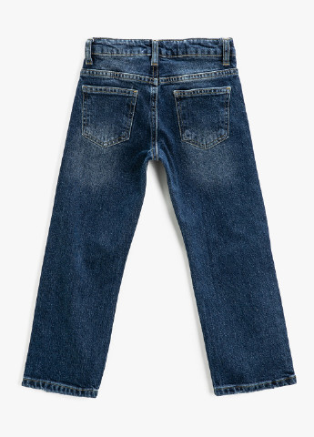 Джинси KOTON прямі однотонні темно-сині джинсові бавовна
