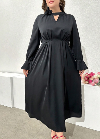 Чорна кежуал, вечірня сукня в стилі армпір SHEIN однотонна