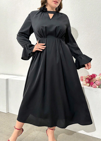 Чорна кежуал, вечірня сукня в стилі армпір SHEIN однотонна