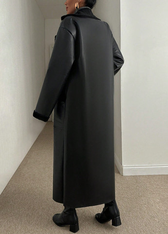 Чорне демісезонне Пальто двобортне SHEIN