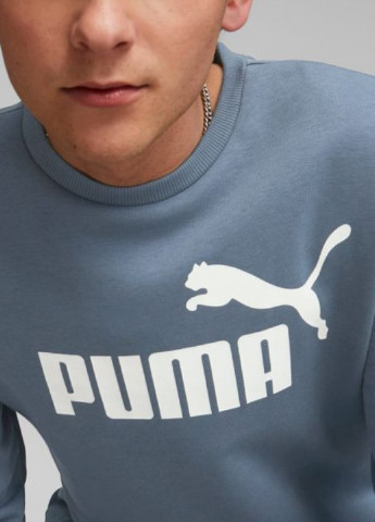 Свишот Puma - Прямой крой логотип синий спортивный хлопок - (256008696)