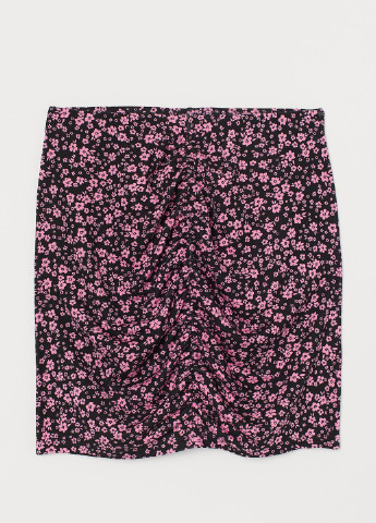 Черная цветочной расцветки юбка H&M