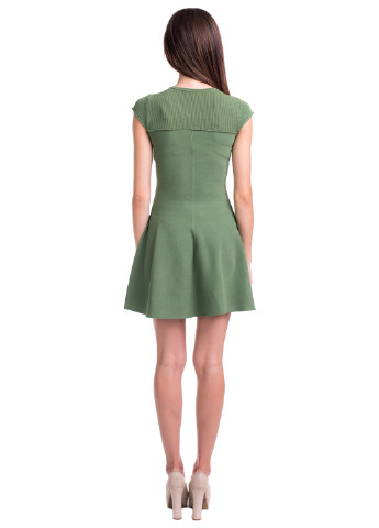 Оливково-зеленое кэжуал платье клеш Viviami однотонное